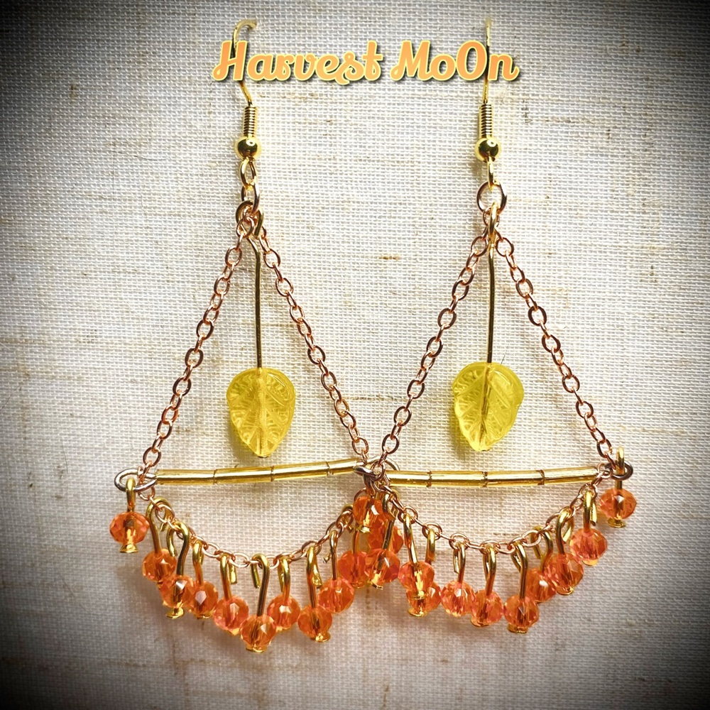 Yellow leaf earrings
